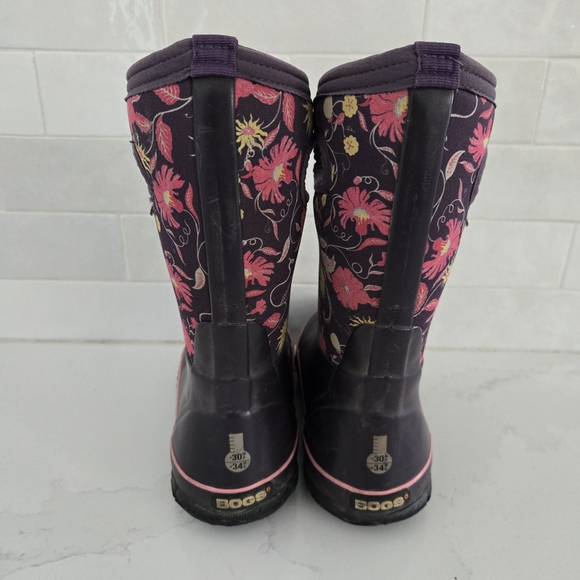 Bogs Classic High Handles Flower Purple Floral Waterproof Insulated Snow Boots 1 - Picture 6 of 9